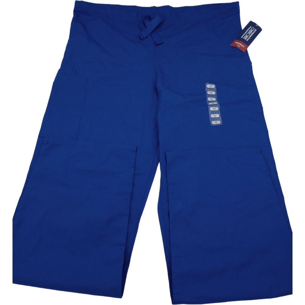 Cherokee Workwear Cargo Scrub Pants‎ Medium Unisex Drawstring TALL 4100T Royal